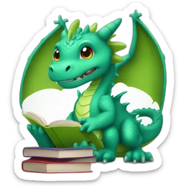 dragon with book sticker