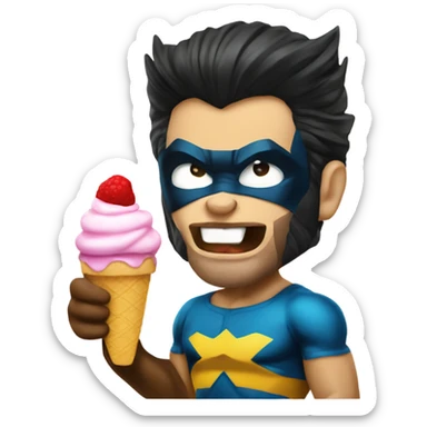 the wolverine super hero eating icecream sticker
