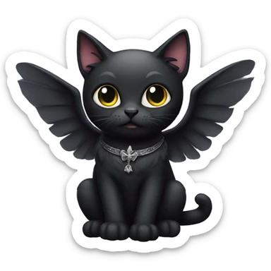 Gothic cat with wings sticker