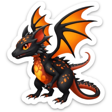 Magmatic furry spotted Salandit-Noivern-Litten-Hybrid (Full body) sticker