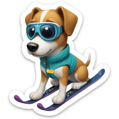 A skiing dog  sticker