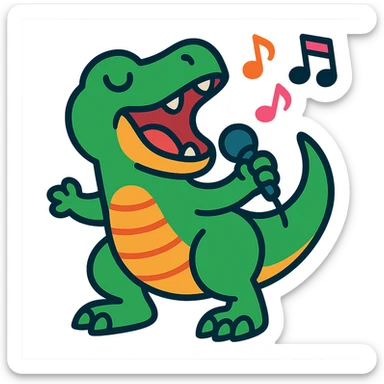 colorful cartoon style T-Rex singing sticker