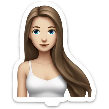 White girl with long brown hair and blue eyes sticker