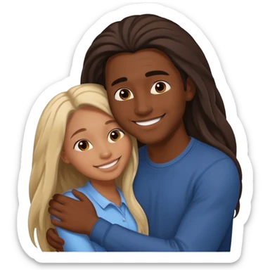 dark skin girlfriend hugs mixed boyfriend with long hair  sticker