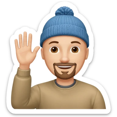 White bald with goatee hand raised knit cap sticker