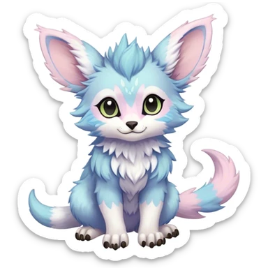 Feral Rare Fantasy cute pastel Vernid-Trico-species by LiLaiRa, random markings, tufted ears, full body sticker