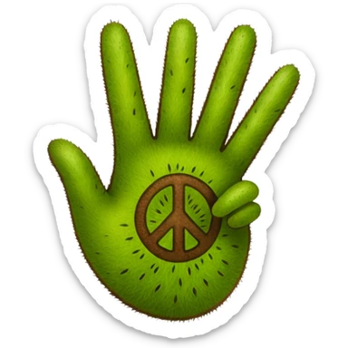 Peace sign hand emoji but its kiwi skin sticker