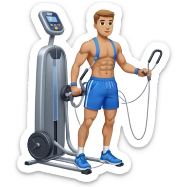 standing fit man with blue shorts cable-machine-exercise sticker