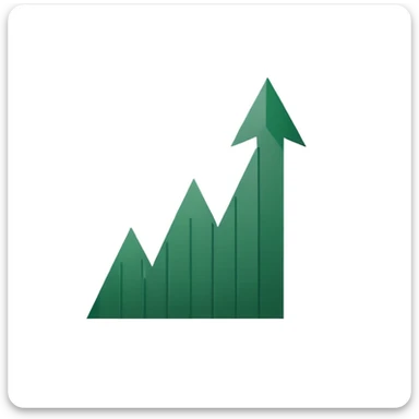 minimalist white chart with dark green upward arrow sticker