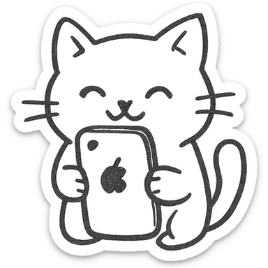 a cute cat holding an iPhone sticker