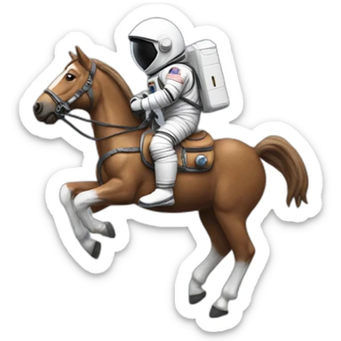 Astronaut with helmet closed riding a horse sticker
