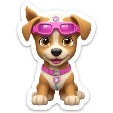 tan cockapooPaw patrol skye with pink goggles  sticker