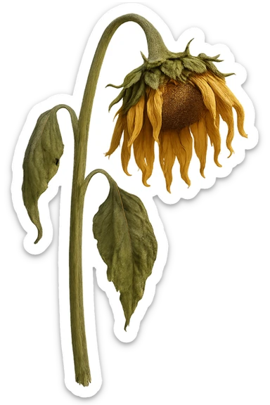wilted sunflower, no background sticker