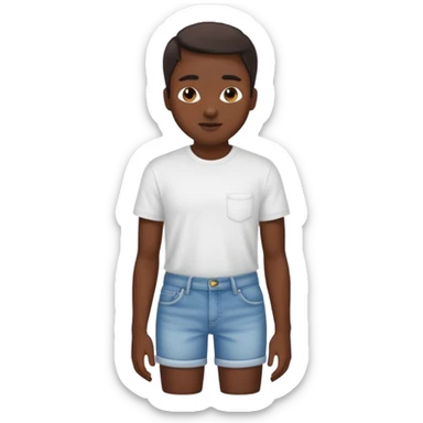 Black remake wearing white tee and jean shorts sticker