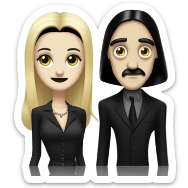 Morticia Addams and blond Gomez Addams  sticker