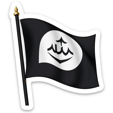 waving white flag with 'لا إله إلا الله محمد رسول الله' written in black on the fabric sticker