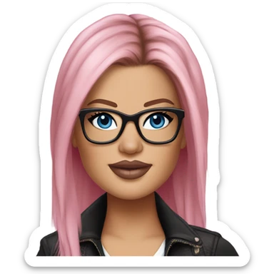 Photo Realistic khloe kardashian stylish pink hair BLUE eyes and glasses rock chick sticker