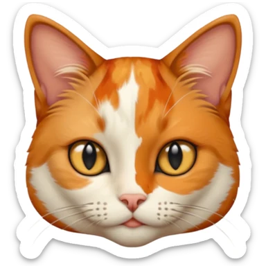 A calico cat with half its face ginger and the other half black sticker