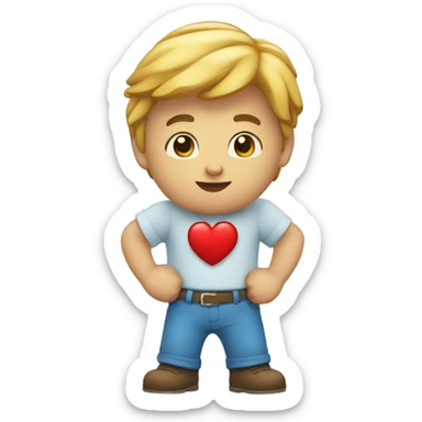 Un personnage qui met son poing sur son coeur sticker