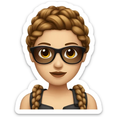 Valkyrie with French braids, brown hair and sunglasses sticker