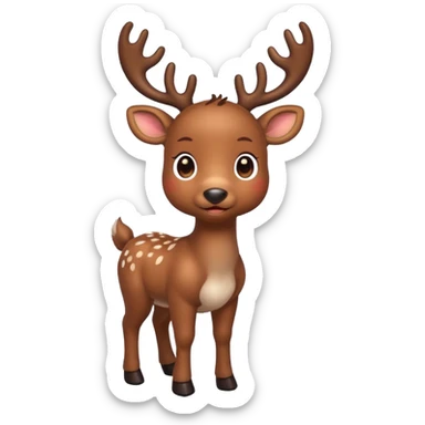 reindeer baby  cute, full body LIGHTS on his horns sticker
