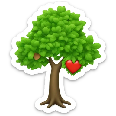 green tree with heart shaped leaves sticker