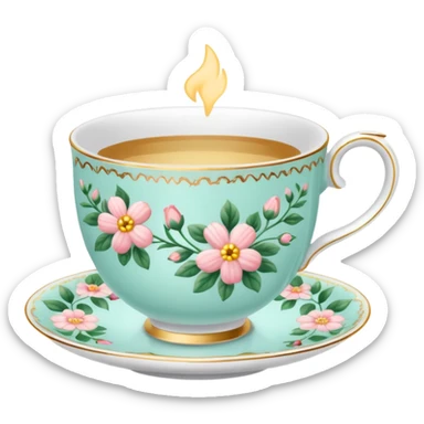 Spring time tea cup sticker