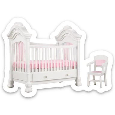 White princess crib with pink bedding  sticker