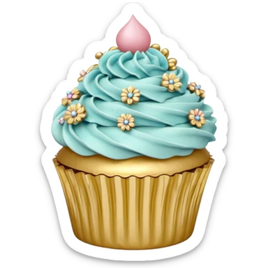 realistic, extremely detailed rococo cupcake sticker