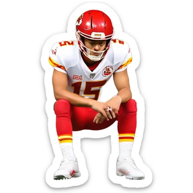 Patrick Mahomes with broken ankle sticker