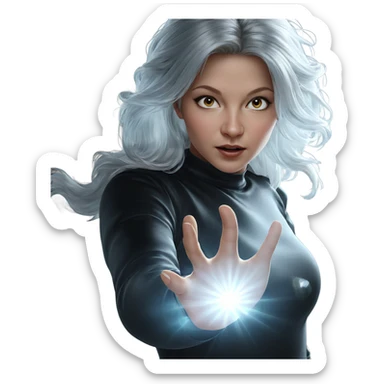 realistic portrait of white haired girl sticker