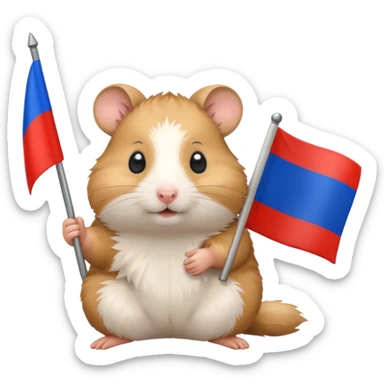 a hamster holding a Russian flag emoji sticker