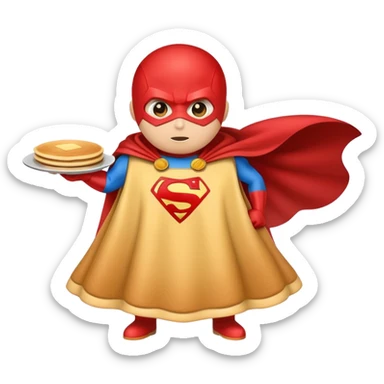 Pancake wearing a super hero cape sticker