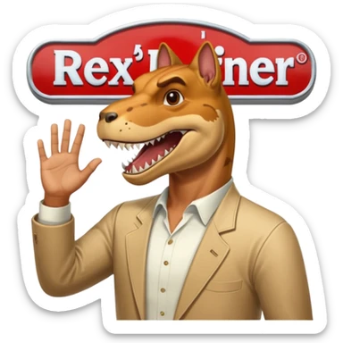 A rex from gta5 flicking on a open and close sign for rexs diner sticker