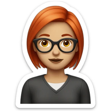 girl with straight red dyed hair and glasses  sticker