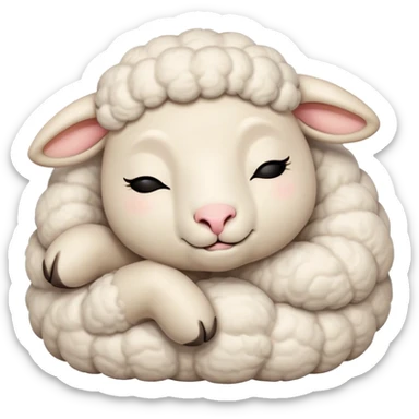 Meme-Worthy Cute Sleeping Sheep Portrait Emoji, Head resting peacefully with a contented smile, showcasing a robust build and a luxuriously soft white fleece, eyes shut in a serene, restful nap, Simplified yet hilariously adorable features, highly detailed, glowing with a soft, drowsy light, high shine, relaxed and utterly lovable, stylized with an air of playful laziness, bright and heartwarming, soft glowing outline, capturing the essence of a comically sleepy sheep, so meme-worthy it feels like it could instantly become the next viral sensation of adorable slumber! sticker