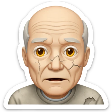 old white man with an open square mouth made of concrete sticker