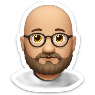 bald headed spanish guy chubby face full beard and rimless round glasses like harry potter sticker