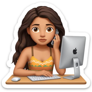 disney moana working with pc very tired sticker