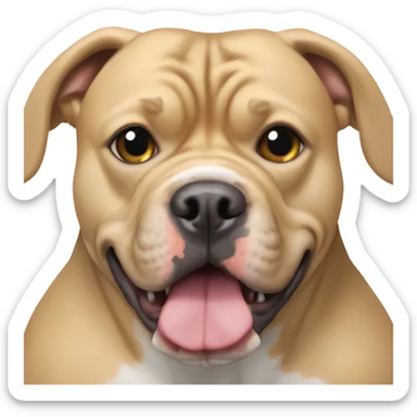 American Bully with cropped ears and a girl with shoulder-length blond hair sticker