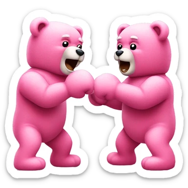 two pink teddy bears punching sticker
