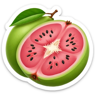 one half of a sliced guava fruit sticker