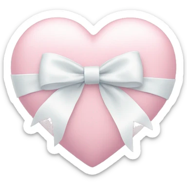 Pastel pink heart with white bow sticker