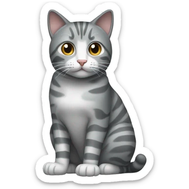 Gray cat with white stripes sticker