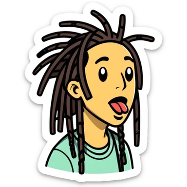 a man with dreads sticking hes tounge out  sticker