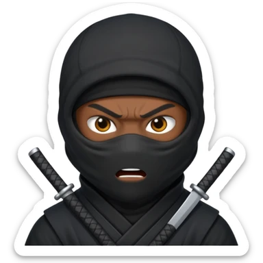 Hazme un emoji de ninja enojado que no tenga boca sticker