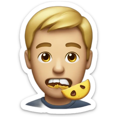 Man eating an angry emoji sticker