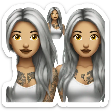 tattooed woman very attractive long hair sticker