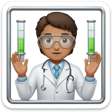 A doctor wearing a lab coat and goggles inside a cell holding the bars sticker