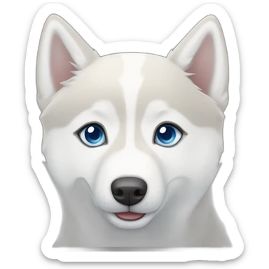 White Siberian husky smile  blue eyes short hair sticker